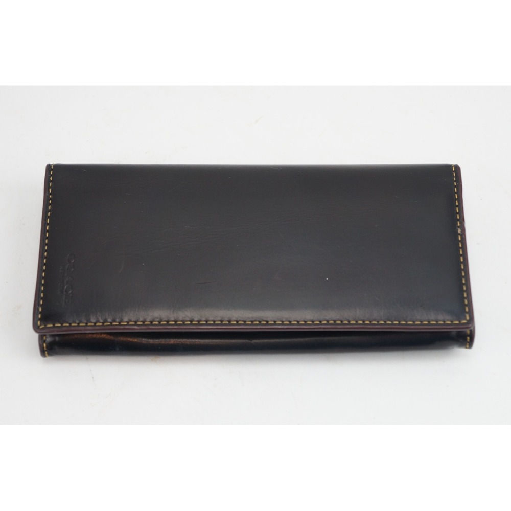 Coach Breast Pocket Wallet Black Genuine Water Buffalo Leather 55249B Good